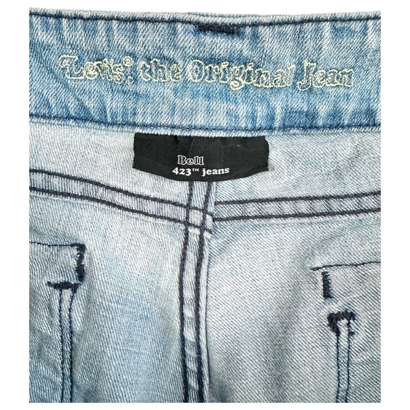 Levi's Retro 70's 423 Flare Jeans Low Rise White Washed Zip 2 Button Size 11/30 - Picture 9 of 14